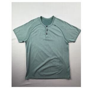 Lululemon Metal Vent Tech Short Sleeve Henley Shirt Mens Large Slate White Gym